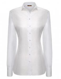 Женская блуза приталенная (Slim Fit) белая со стандартным рукавом