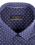 02-8570-F18B-19 (3) Мужская рубашка приталенная (Slim Fit) синяя с якорями со стандартным рукавом