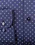 02-8570-F18B-19 (4) Мужская рубашка приталенная (Slim Fit) синяя с якорями со стандартным рукавом