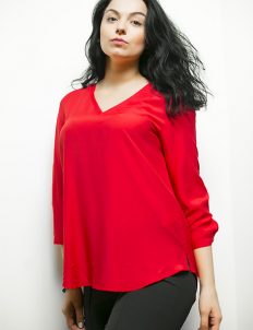 Красная женская блузка с рукавом 3/4 100% вискоза