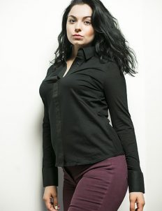 Женская черная блузка кроя объемный модерн 95% хлопок 5% эластан