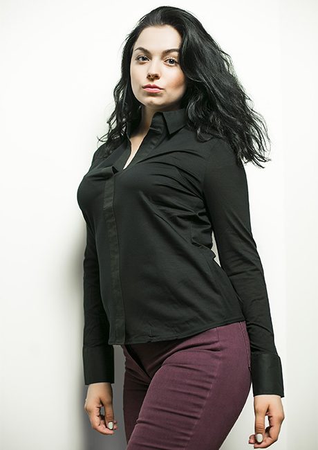Женская черная блузка кроя объемный модерн 95% хлопок 5% эластан