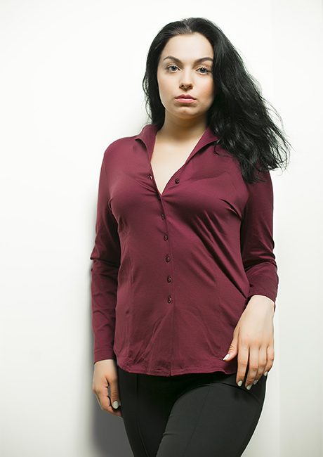 Женская блуза бордо 95% хлопок 5% эластан