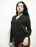 Черная женская блуза 95% хлопок 5% эластан