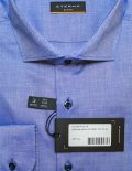 Мужская приталенная рубашка синий цвет Non Iron 100% хлопок