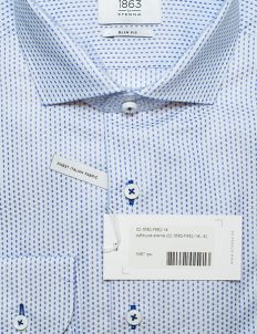 Белая рубашка в синий принт modern fit 100% хлопок
