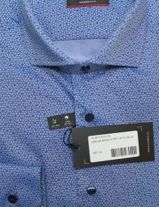 Modern Fit голубая рубашка с принтом длинный рукав 100% хлопок